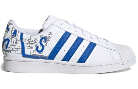 Adidas Originals Superstar Cozy Wear-Resistant Casual Skate Shoes White Blue Unisex 'White Blue' ART GW5784 Chính Hãng - Qua Sử Dụng - Độ Mới Cao