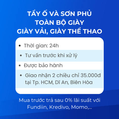 Tẩy ố và sơn phủ toàn bộ giày vải, giày thể thao