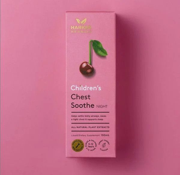 harker children's chest soothe 150ml New Zeand, mầu hồng cherry (siro trị ho ban đêm) (chai)