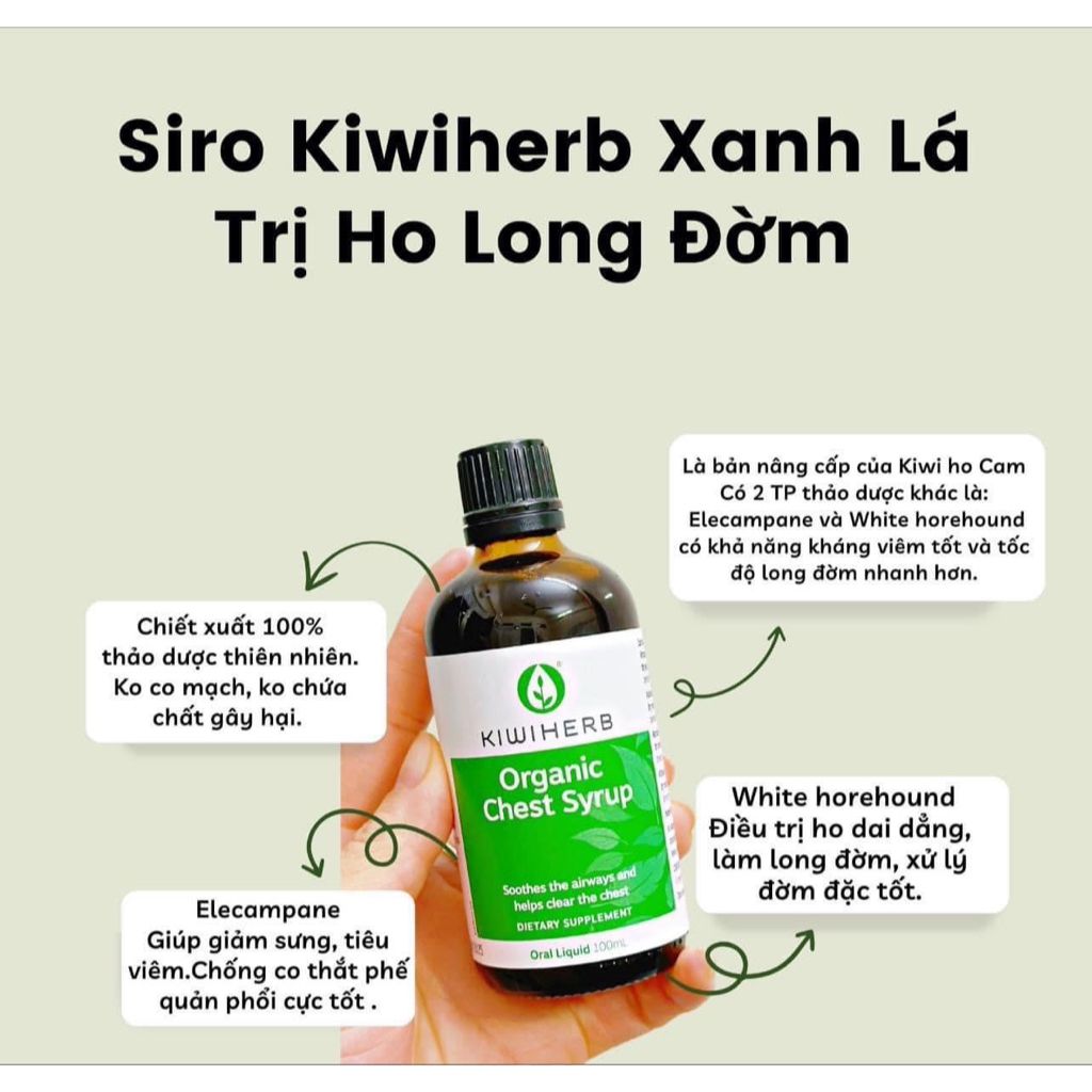 Kiwi ho cho cả gia đình organic Chest syrup 100ml. New zealand (Chai)