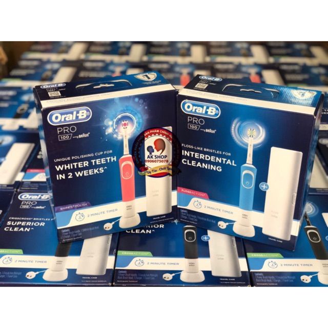 Bàn chải điện Oral-B Pro 100 Cross Action Electric Toothbrush, ÚC (Hộp)