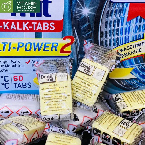 Viên Tẩy Lồng Giặt Denkmit anti Kalk Tabs Multi Power 60 miếng, Đức. (Hộp)