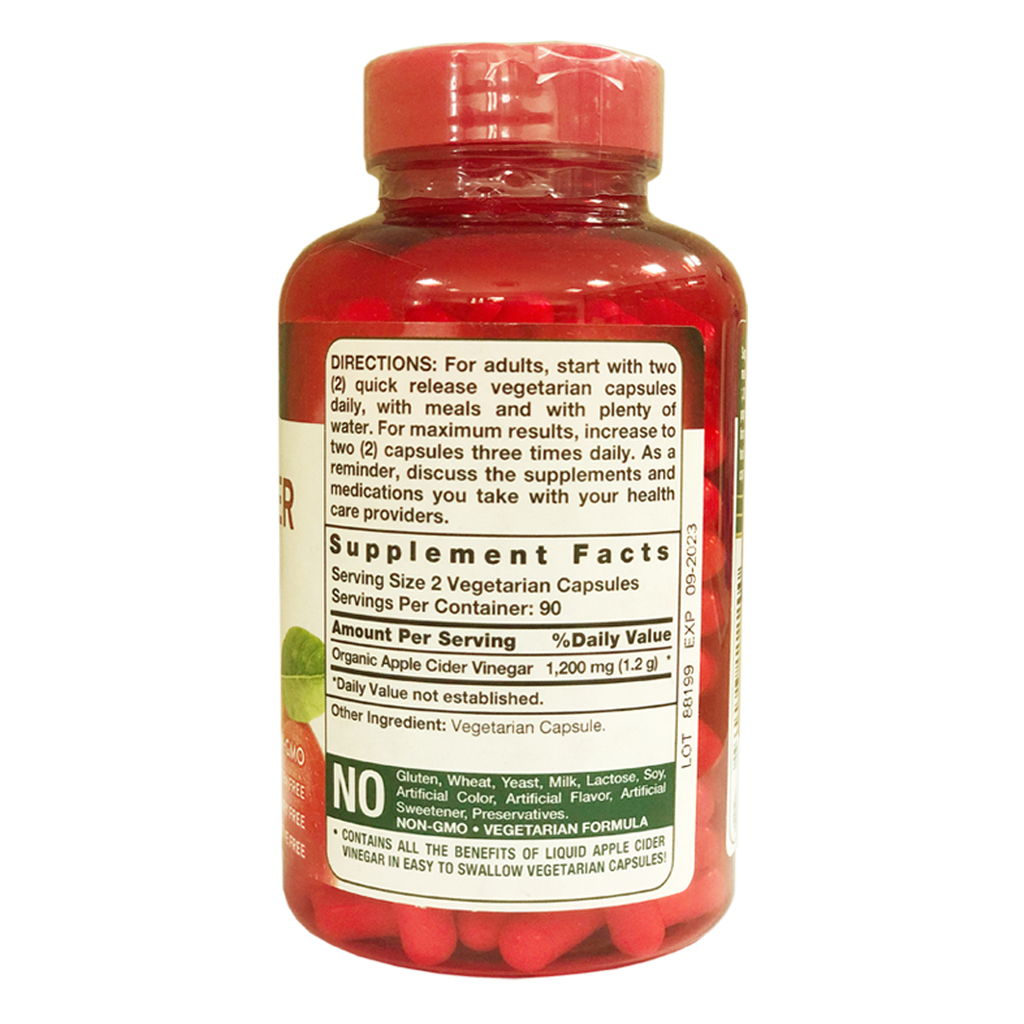 APPLE CIDER VINEGAR 1200MG 180 CAPSULES