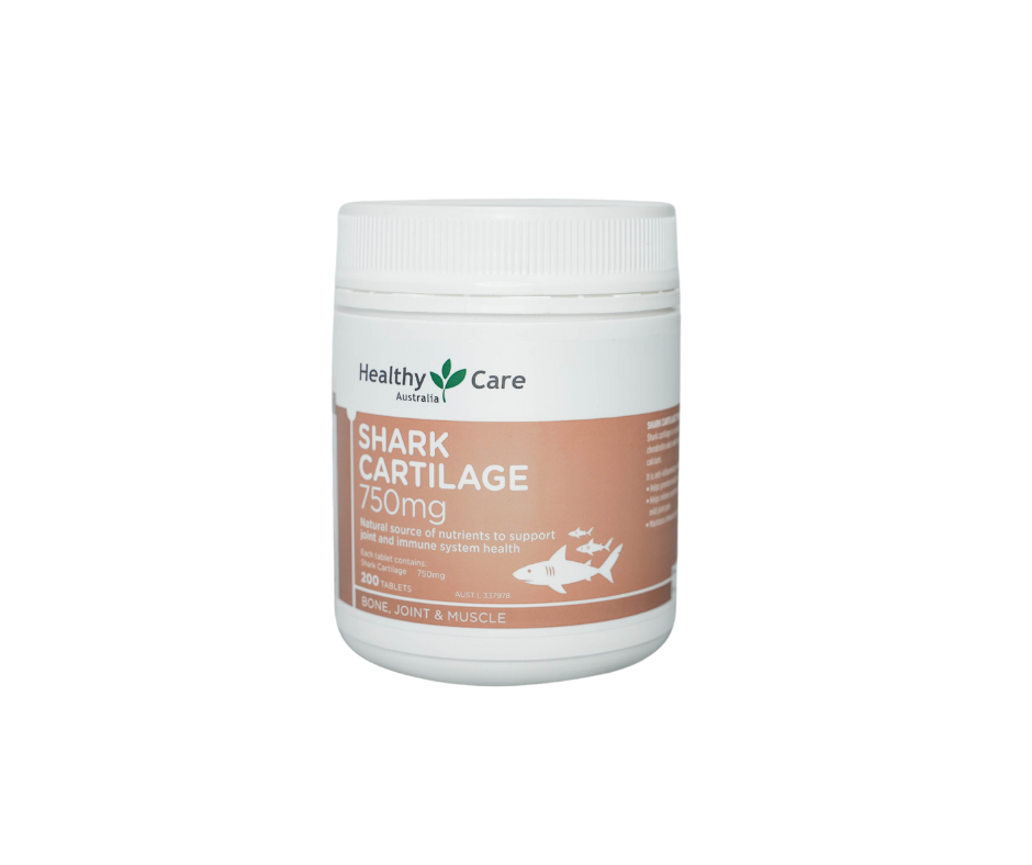 Sụn vi cá mập Healthycare Shark Cartilage 750 mg - lọ 200 viên (Úc)