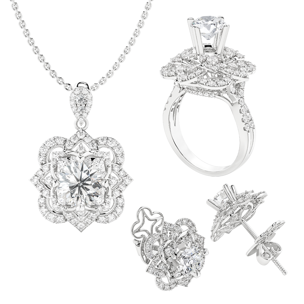 Bộ Trang Sức Kim Cương Loveknot Charm Ver.2