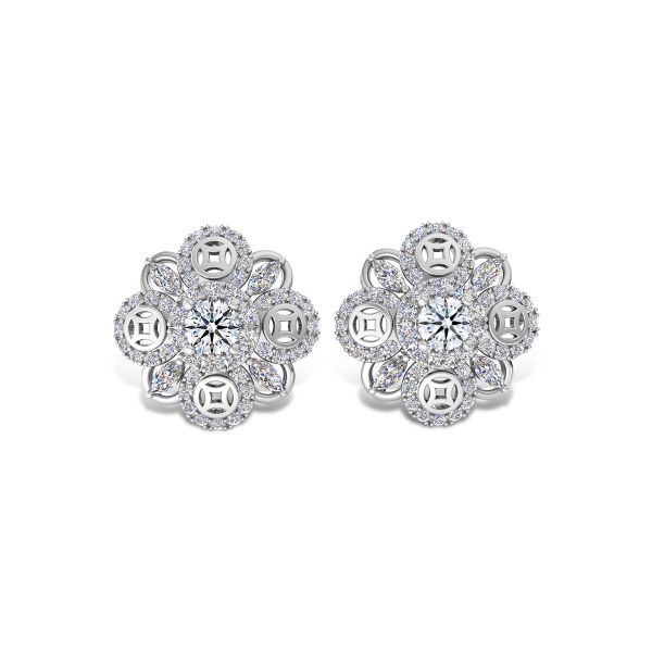 Bông Tai Kim Cương Tự Nhiên Vàng 18K