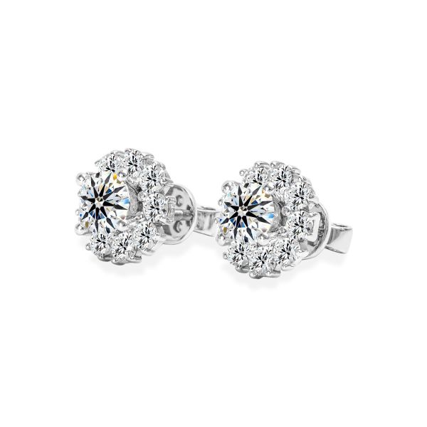 Bông Tai Kim Cương Tự Nhiên Vàng 18K