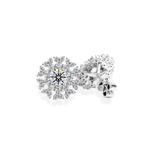 Bông Tai Kim Cương Tự Nhiên Vàng 18K