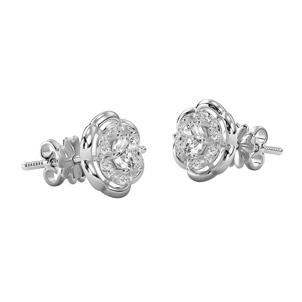 Bông Tai Kim Cương Tự Nhiên Vàng 18K