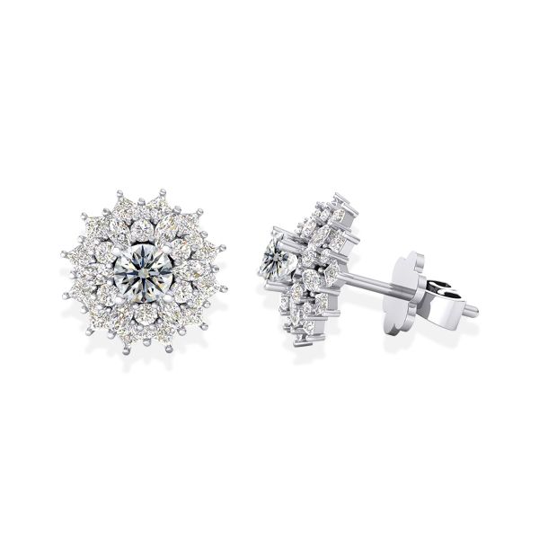 Bông Tai Kim Cương Tự Nhiên Vàng 18K