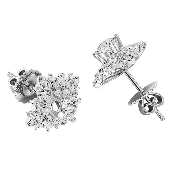 Bông Tai Kim Cương Tự Nhiên Vàng 18K