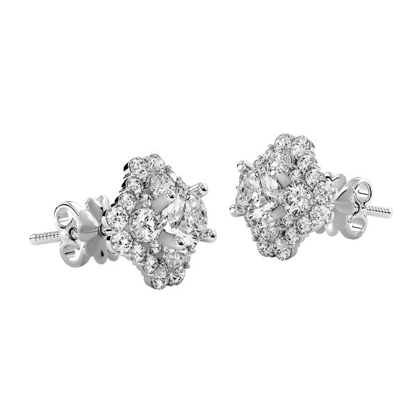 Bông Tai Kim Cương Tự Nhiên Vàng 18K