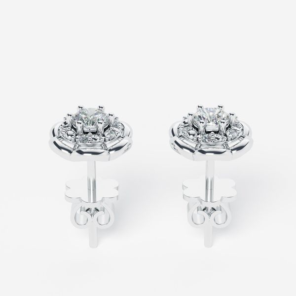 Bông Tai Kim Cương Tự Nhiên Vàng 18K