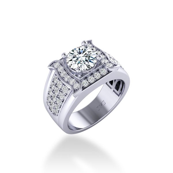 Nhẫn Nam Kim Cương Tự Nhiên Vàng 14K