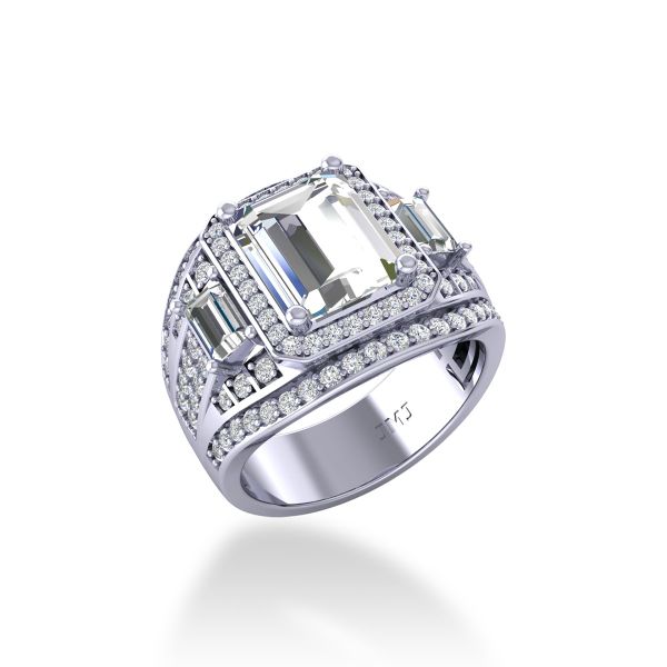 Nhẫn Nam Kim Cương Tự Nhiên Vàng 14K