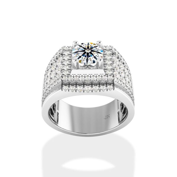 Nhẫn Nam Kim Cương Tự Nhiên Vàng 14K