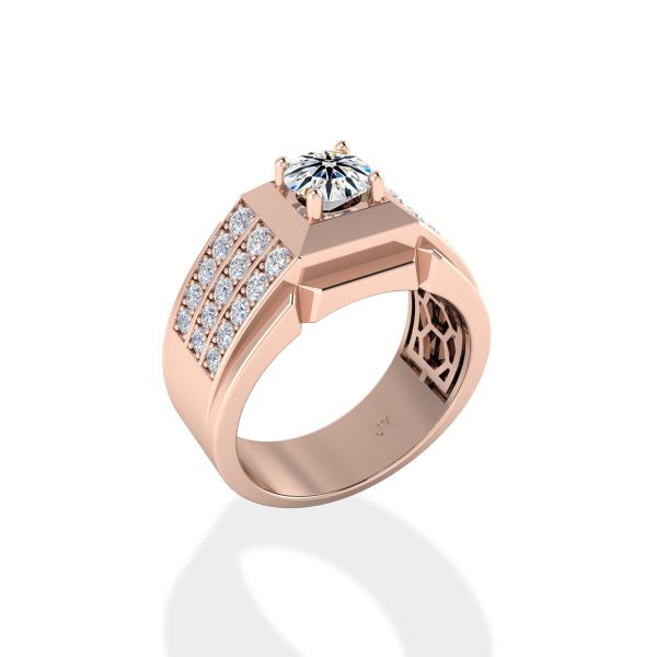 Nhẫn Nam Kim Cương Tự Nhiên Vàng 14K