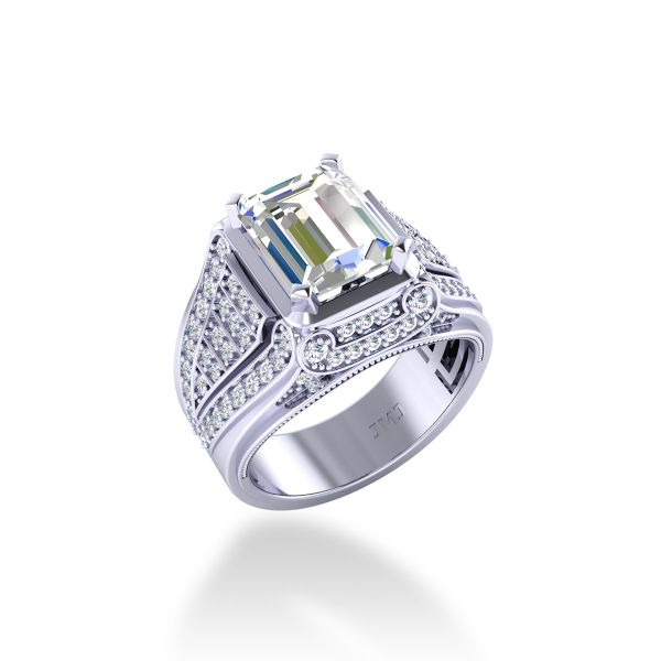 Nhẫn Nam Kim Cương Tự Nhiên Vàng 14K