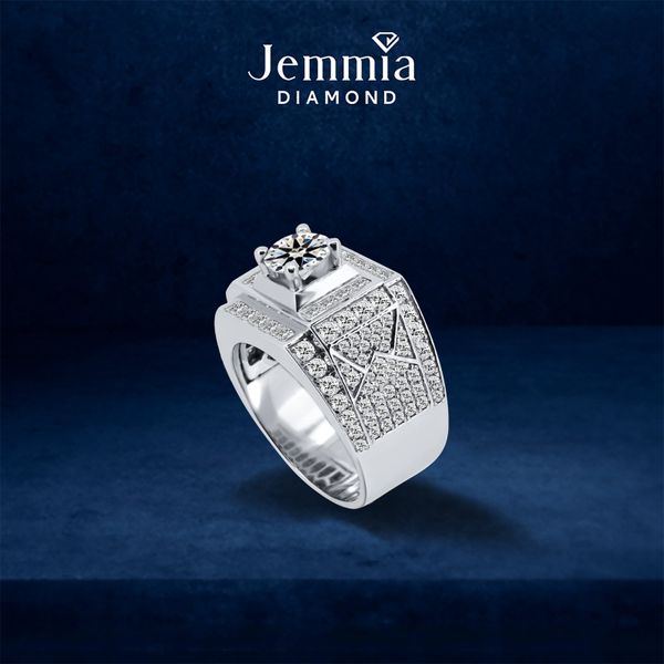 Nhẫn Nam Kim Cương Tự Nhiên Vàng 18K