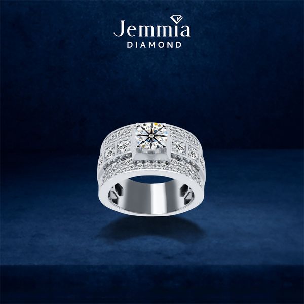 Nhẫn Nam Kim Cương Tự Nhiên Vàng 14K