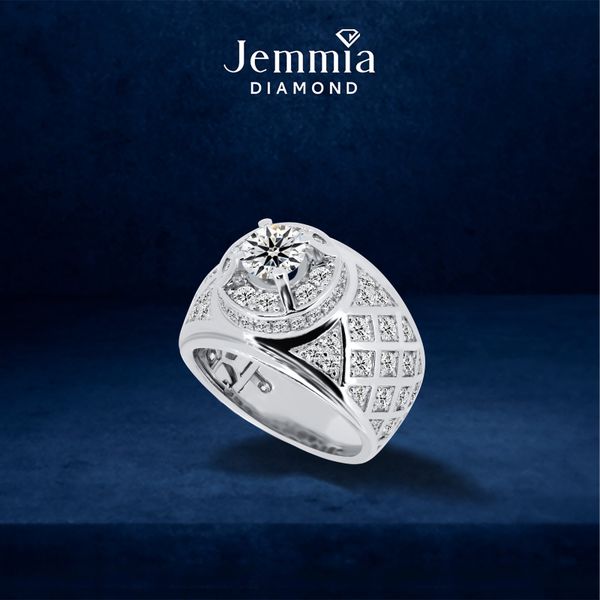 Nhẫn Nam Kim Cương Tự Nhiên Vàng 14K