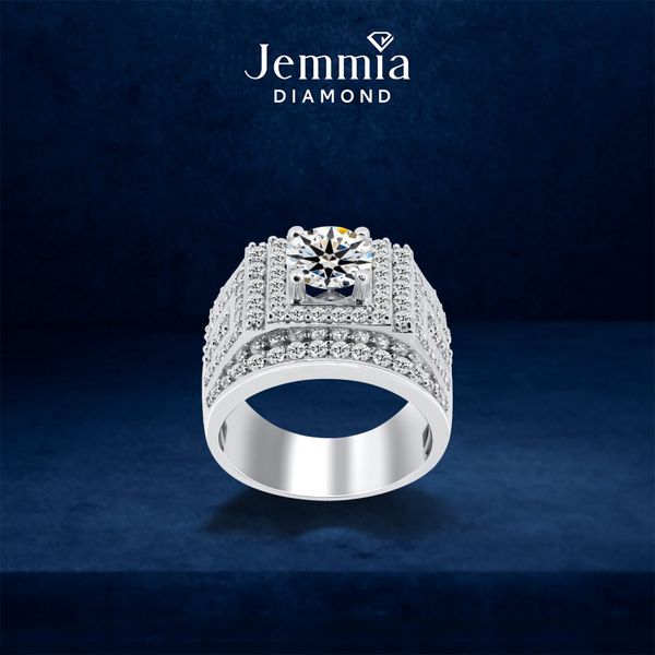 Nhẫn Nam Kim Cương Tự Nhiên Vàng 14K