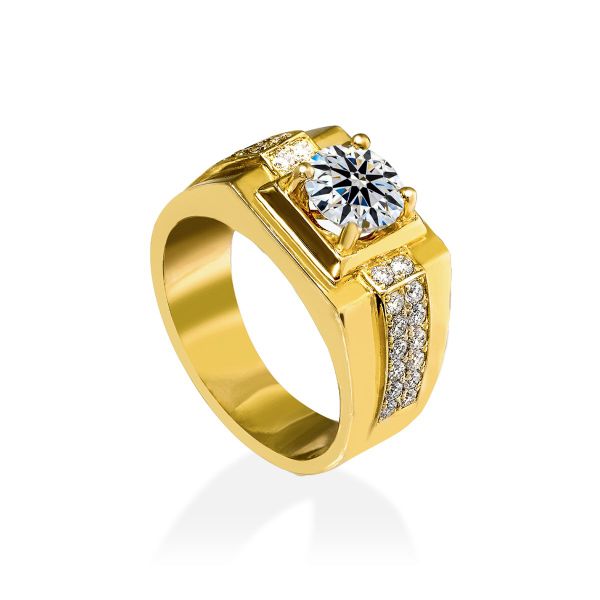 Nhẫn Nam Kim Cương Tự Nhiên Vàng 14K