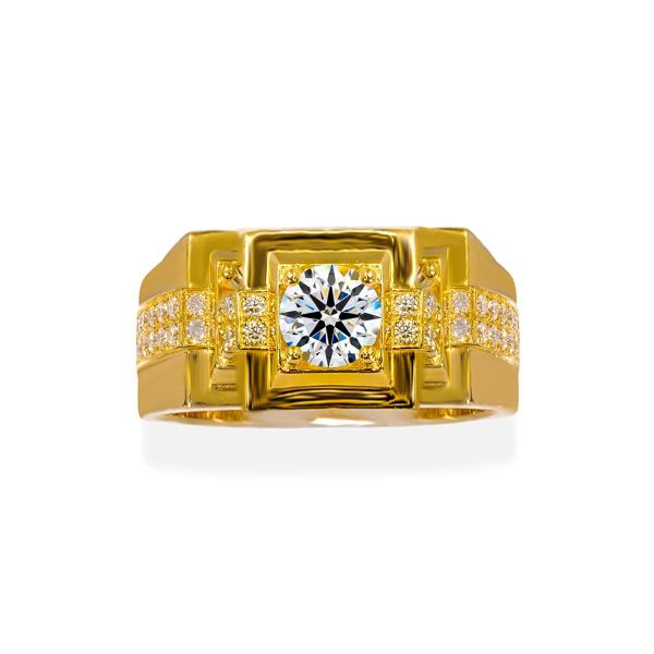 Nhẫn Nam Kim Cương Tự Nhiên Vàng 14K