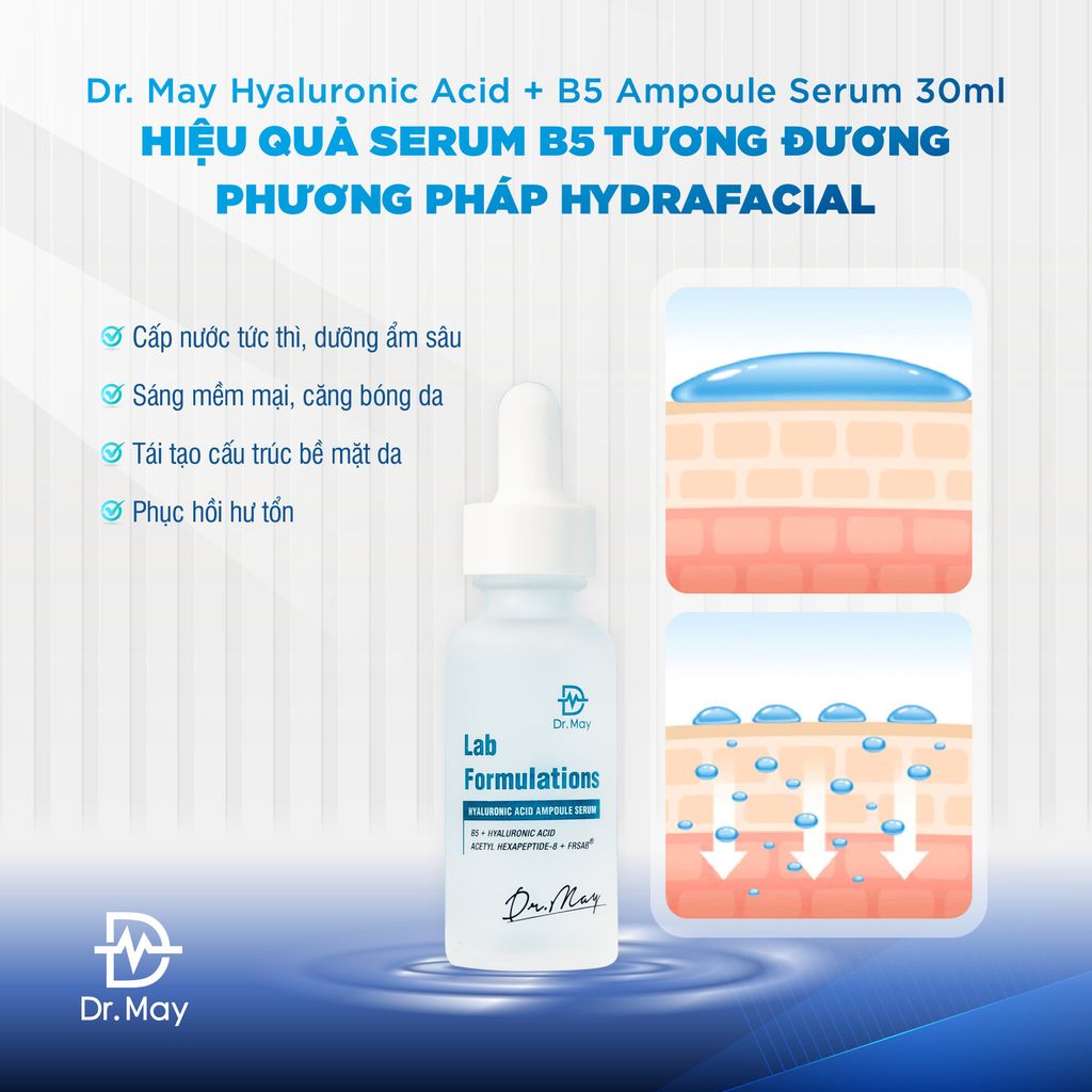 TINH CHẤT DR.MAY HYALURONIC ACID + B5 CẤP NƯỚC PHỤC HỒI DA - 30ML