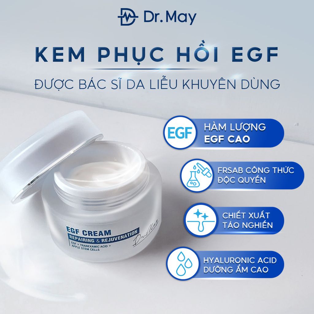 KEM DƯỠNG TẾ BÀO GỐC DR.MAY TÁI TẠO VÀ PHỤC HỒI DA TỔN THƯƠNG - DR.MAY EGF REPAIRING CREAM