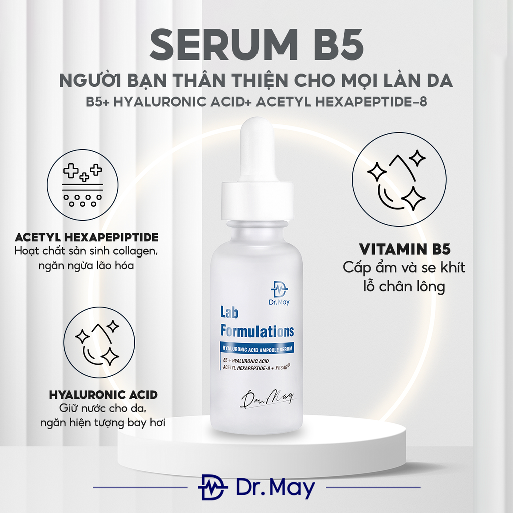 TINH CHẤT DR.MAY HYALURONIC ACID + B5 CẤP NƯỚC PHỤC HỒI DA - 30ML