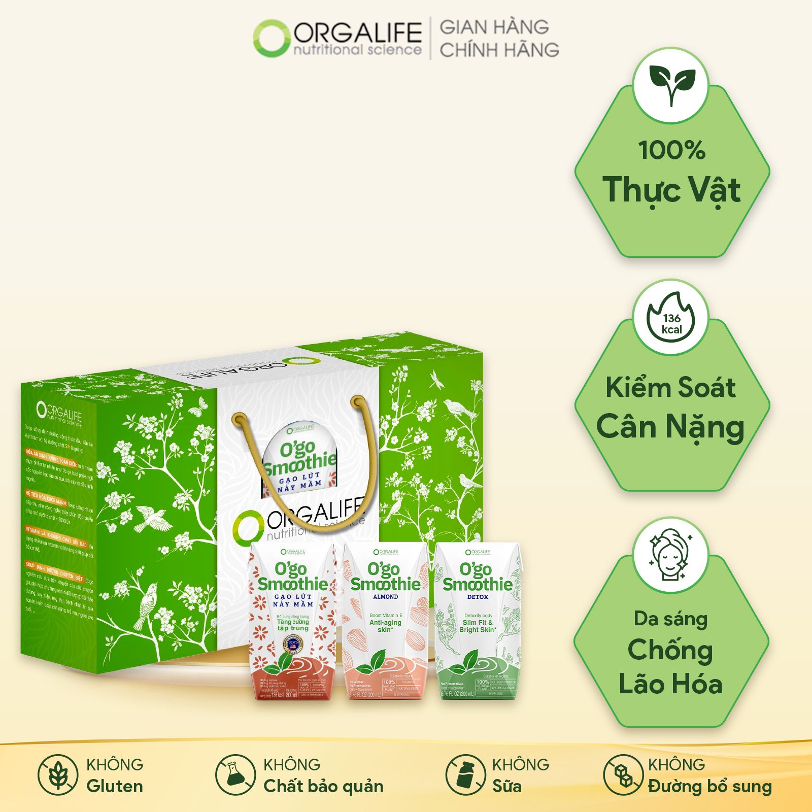 Smoothie Box (date: 15/07/2025) - Hộp Quà Sinh Tố Siêu Tiện Lợi O'go Smoothie (1 Hộp Detox, 2 Hộp Hạnh Nhân, 2 Hộp Gạo lứt nảy mầm)
