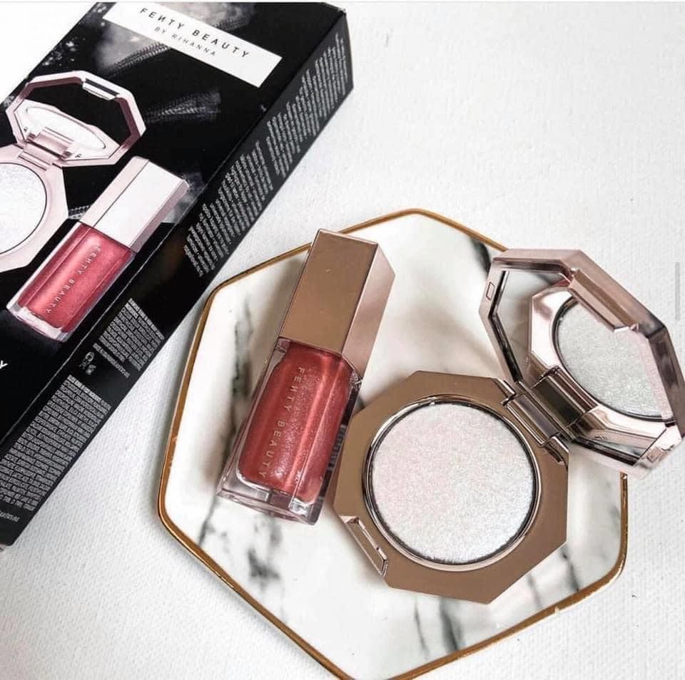 Set Highlight và Son Bóng Fenty Beauty Diamond Bomb Baby Luminizing Set