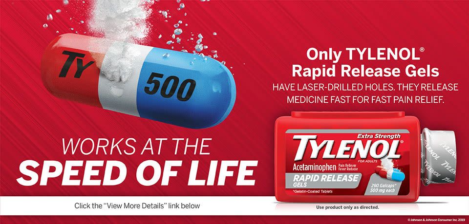 Thuốc Giảm Đâu Hạ Sốt Rapid Release 500 mg Tylenol Extra Strength, 290 Viên Nhộng