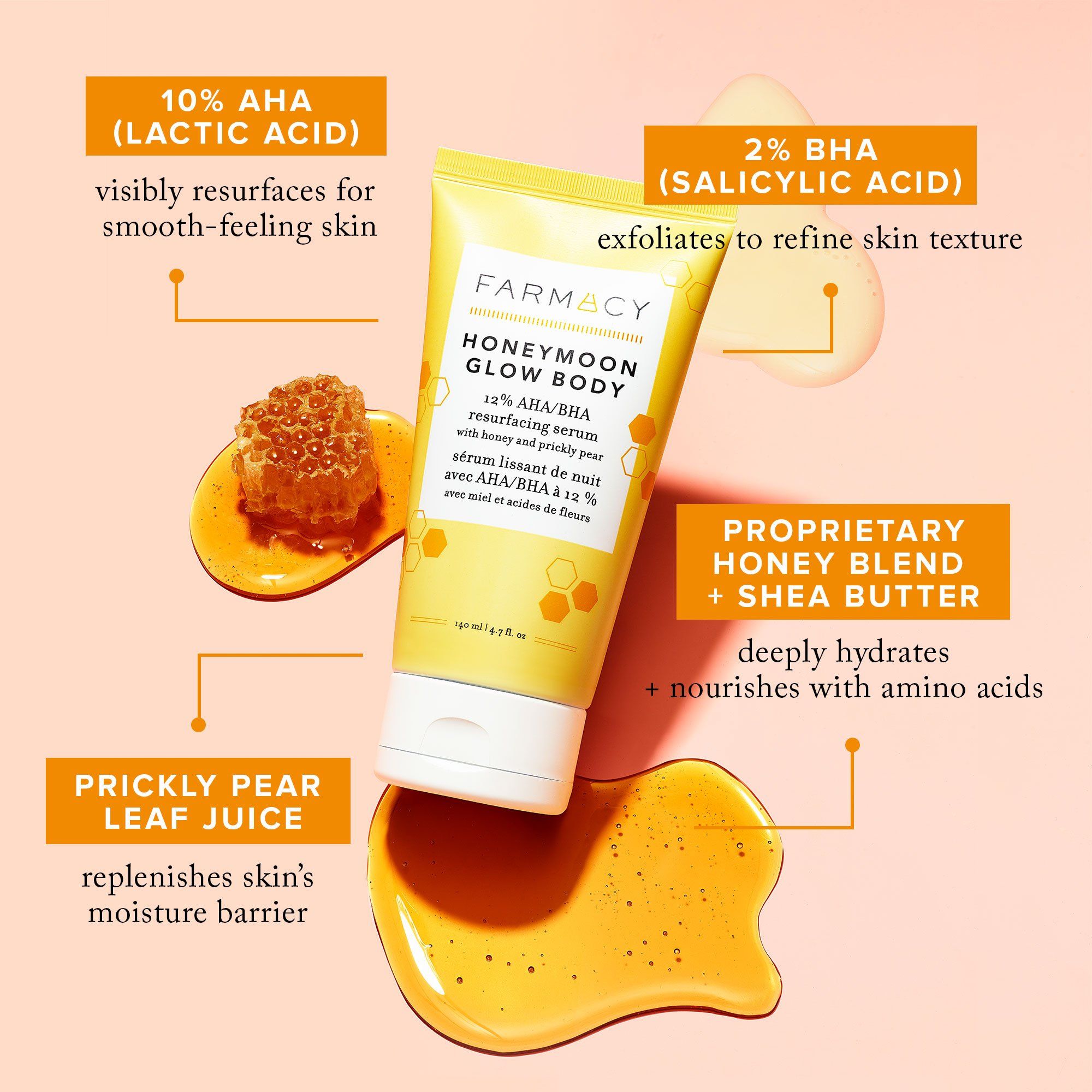 Serum Dưỡng Thể Sáng Da 12% AHA/ BHA Farmacy Honeymoon Glow Body Resurfacing
