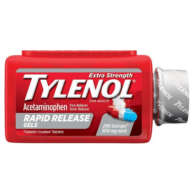 Thuốc Giảm Đâu Hạ Sốt Rapid Release 500 mg Tylenol Extra Strength, 290 Viên Nhộng