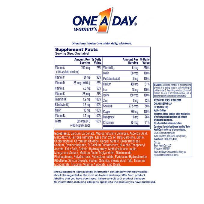 Viên Vitamin Tổng Hợp Cho Phụ Nữ One A Day Women Multivitamin Supplement