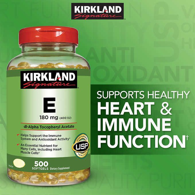 Vitamin E Kirkland Vitamin E 180 mg., 500 Viên Gel