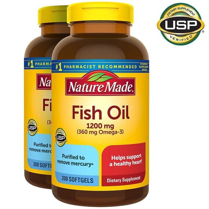 Viên Dầu Cá Nature Made Fish Oil 1200 mg 200 Viên Nhộng