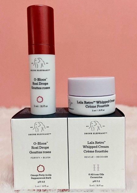 Set Dưỡng Da Drunk Elephant Lala Retro Whipped Cream & O-Bloos Rosi Drops