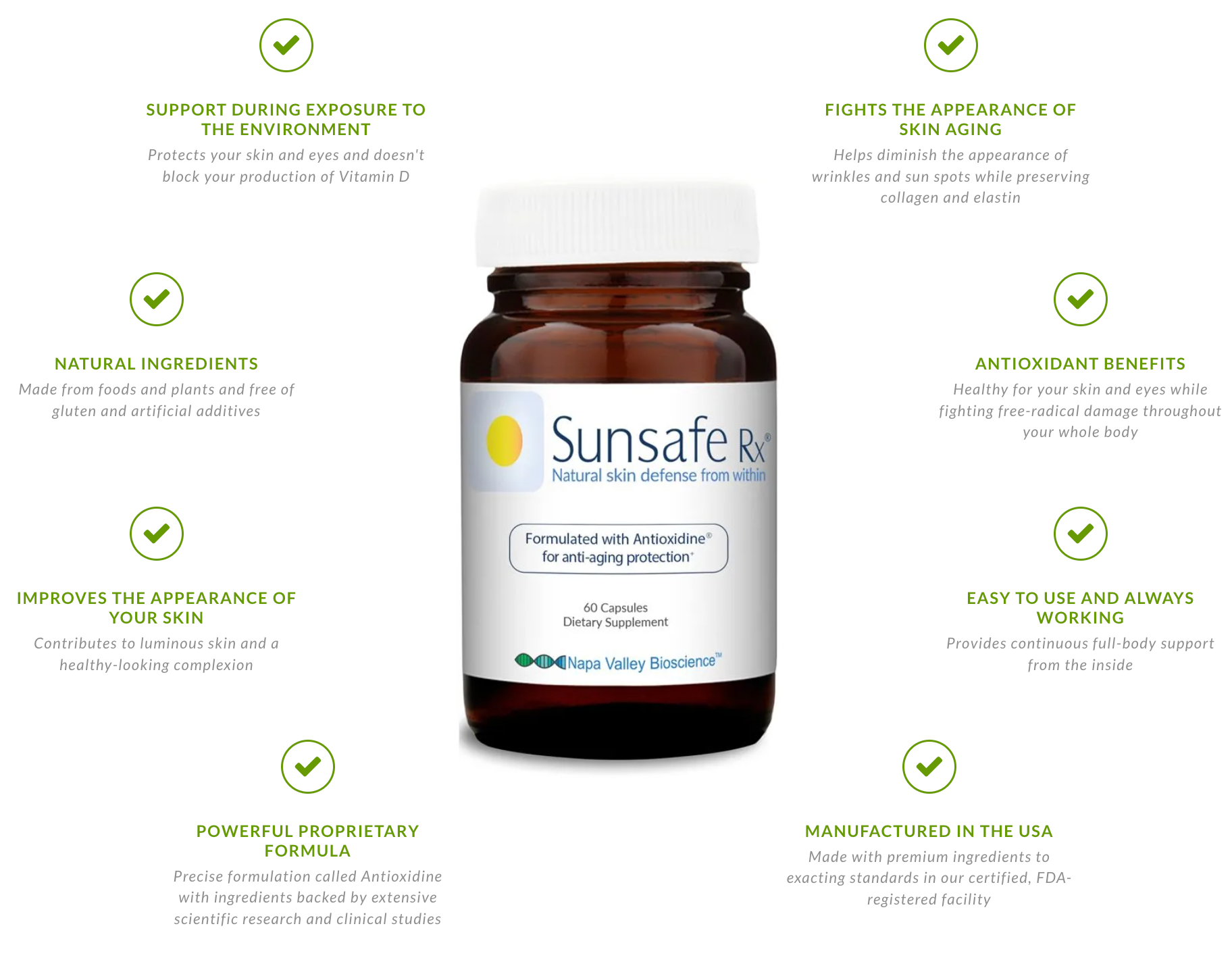 Viên Uống Chống Oxy Hoá Sunsafe Rx: Younger-Looking Skin