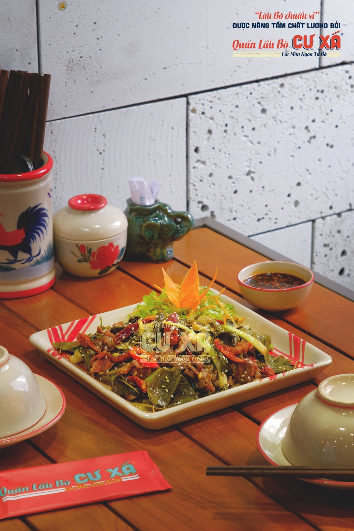 Bắp Bò Hoa Xào Lá Giang Cay