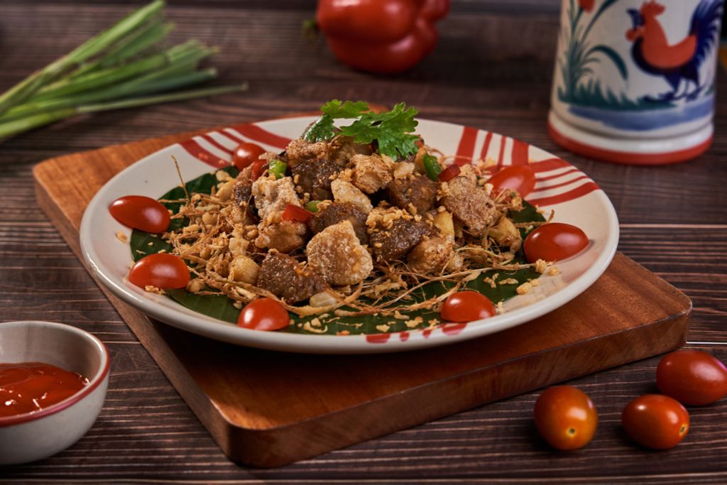 Bò Viên Gân Tóp Mỡ Cháy Tỏi