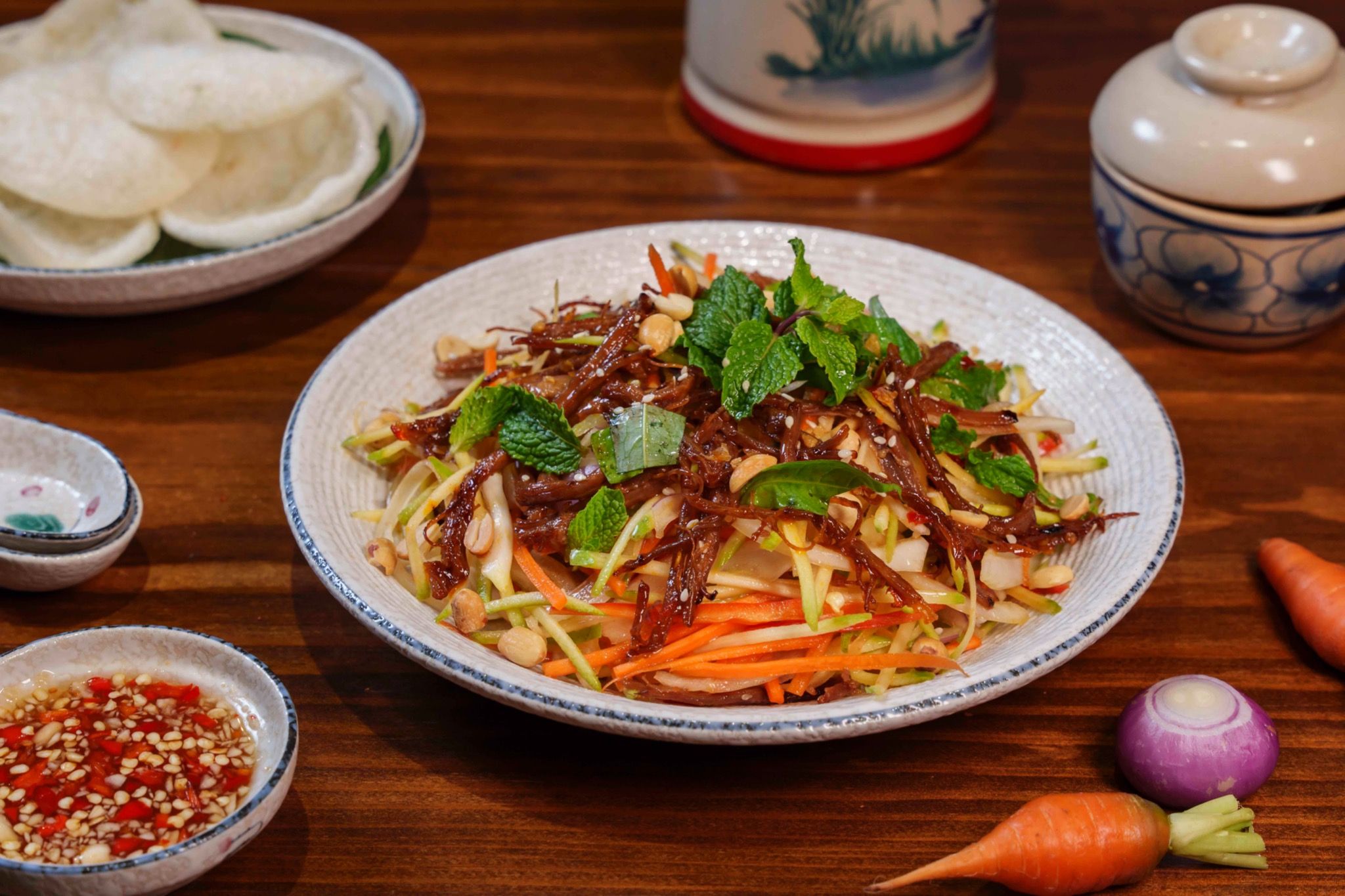 Gỏi Xào Lườn Bò Nướng Than