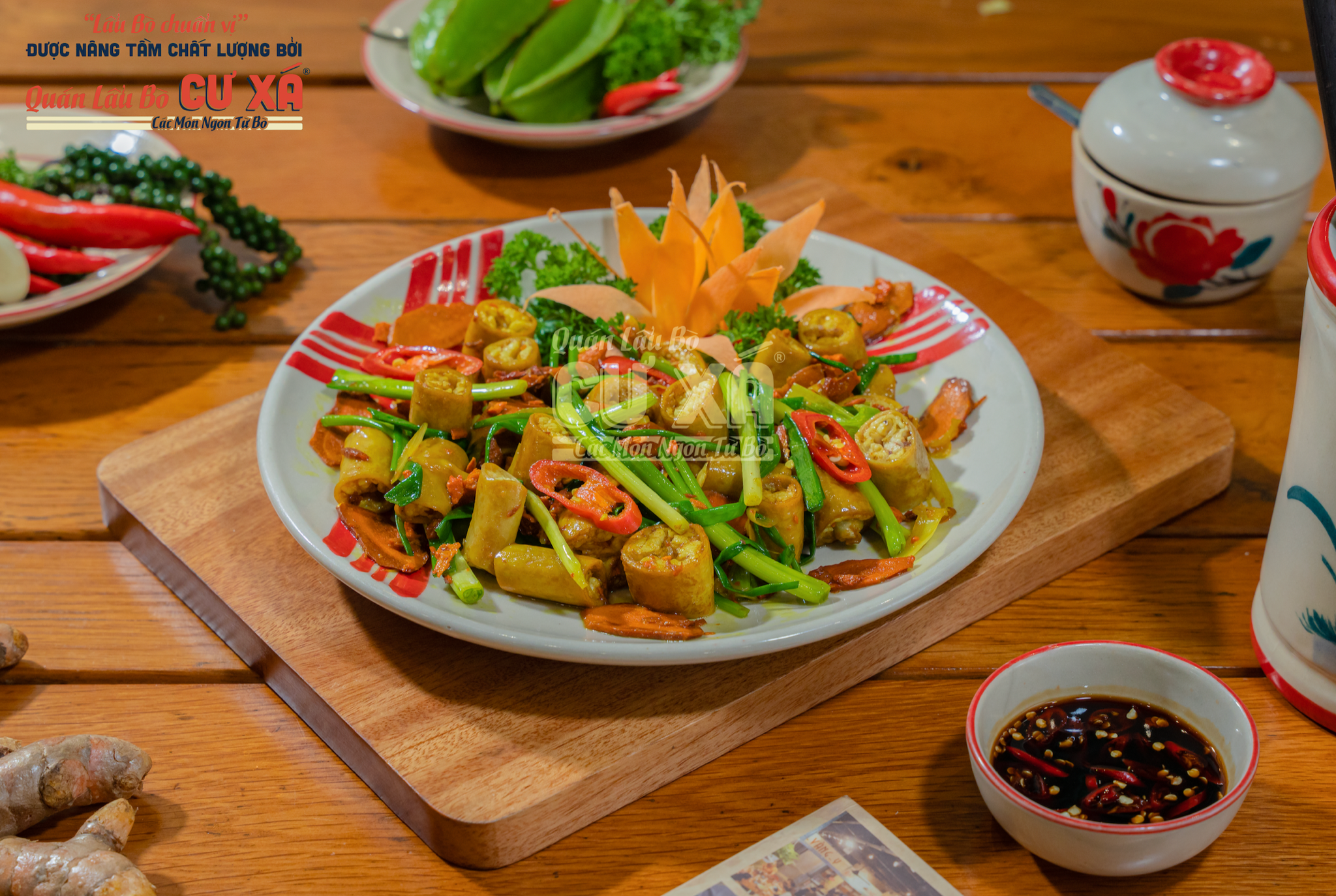 Lòng Bò, Tổ Ong xào nghệ/ cải chua