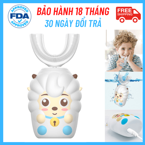 Bàn chải điện tự động thông minh trẻ em công nghệ sóng siêu âm kháng nước IPX7 Chuẩn FDA USA - SUPER KID