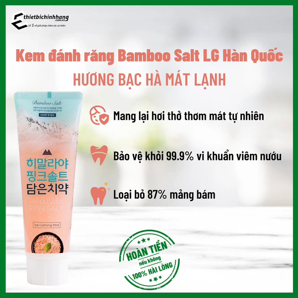 Kem đánh răng Bamboo Salt LG Hàn Quốc hương bạc hà mát lạnh 50g