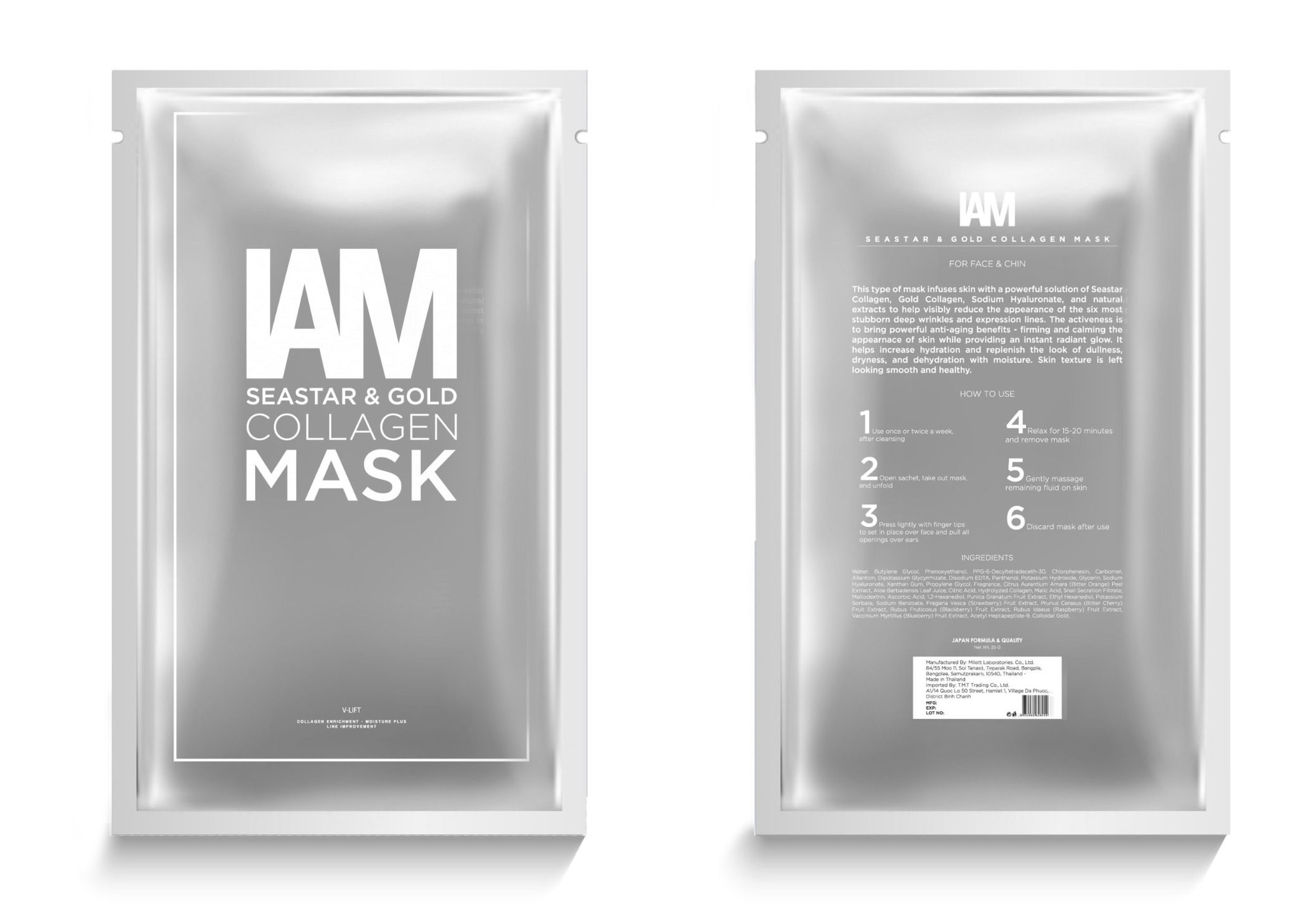  MẶT NẠ HỖ TRỢ PHỤC HỒI DA (IAM SEASTAR & GOLD COLLAGEN MASK ) 