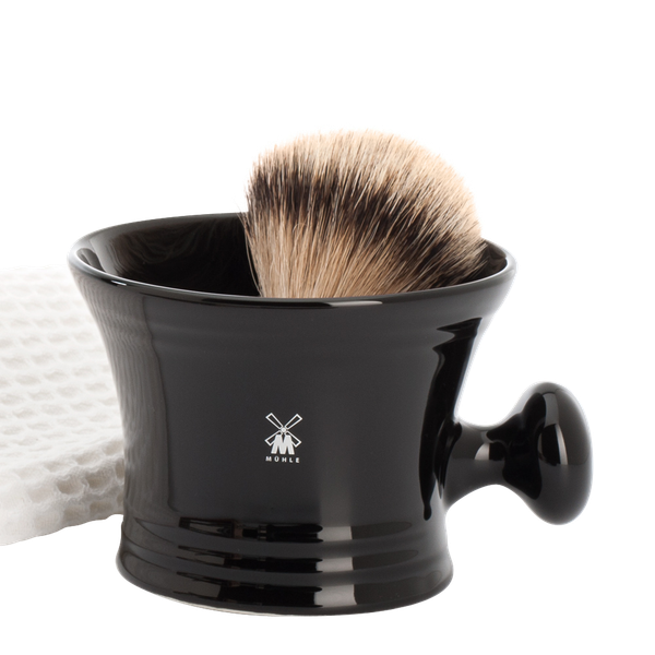 Chén Cạo Râu Sứ Cao Cấp MÜHLE Black Porcelain Shaving Crucible with Handle RN46