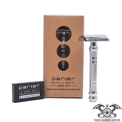 dao cạo parker safety razor no 24c open comb màu bạc